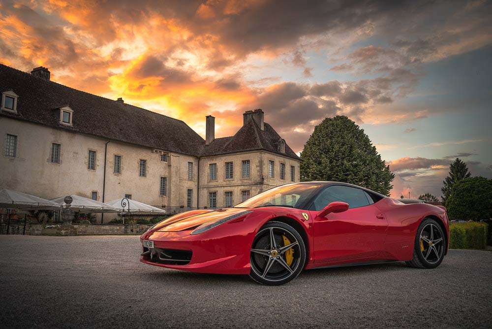 Ferrari at sunset