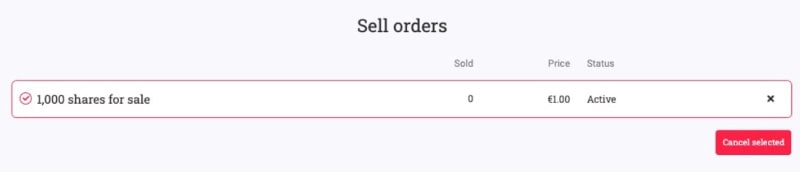 Secondary market - sell orders